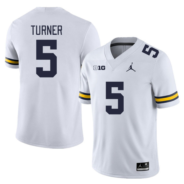 Michigan Wolverines #5 DJ Turner College Football Jerseys Stitched Sale-White